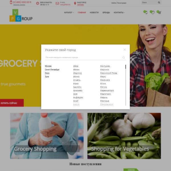 Шаблон pvgroup.food - интернет-магазин продуктов питания на старте с конструктором - №60129 для битрикс