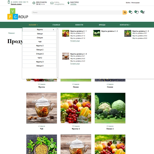 Шаблон pvgroup.food - интернет-магазин органических продуктов на старте с конструктором - №60153 для битрикс
