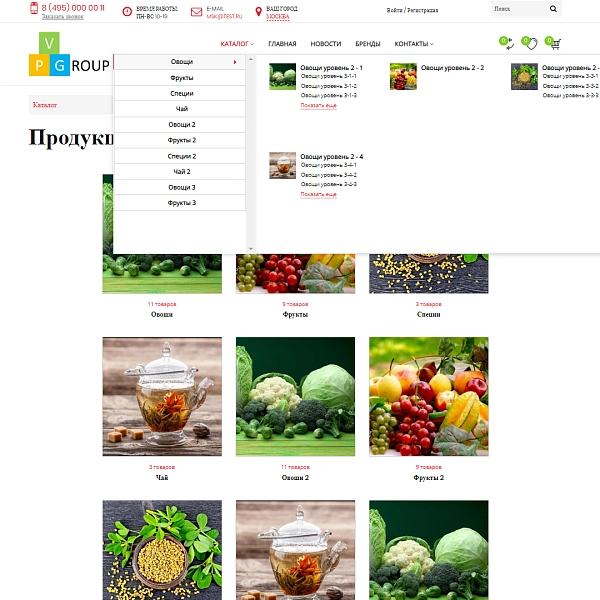 Шаблон pvgroup.food - интернет-магазин продуктов питания на старте с конструктором - №60129 для битрикс