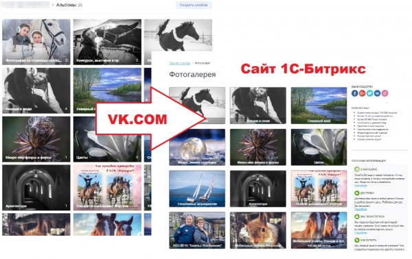 фотогалерея vk (вк, вконтакте) для битрикс