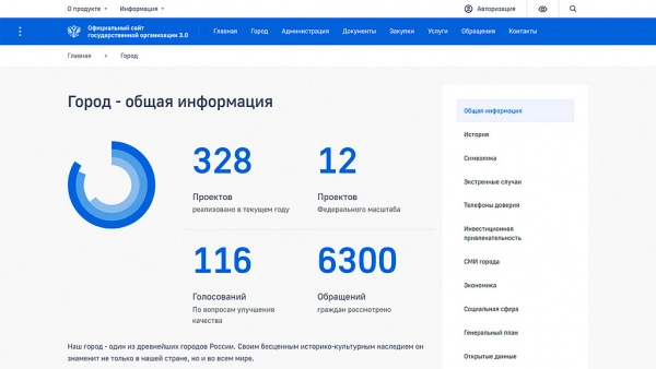 Шаблон сайт государственной организации 3.0 + версия для слабовидящих для битрикс
