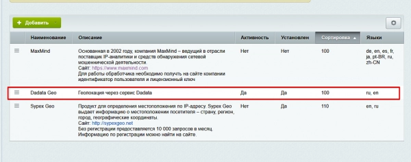 обработчик геолокации dadata для битрикс