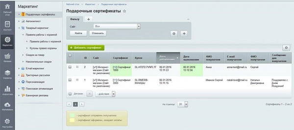 подарочный сертификат на битриксе подарочный сертификат для битрикс
