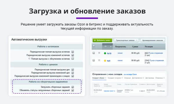 интеграция с ozon (озон) по api. цены, остатки, заказы, статусы, акты для битрикс