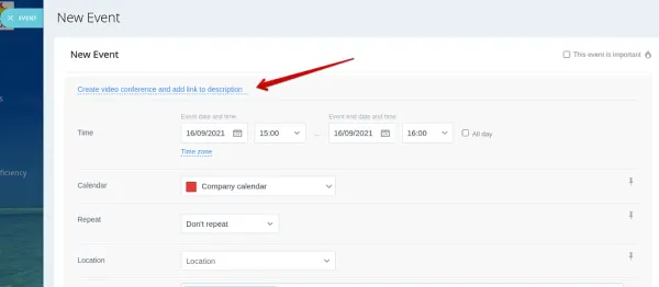 поделиться ссылкой на видеоконференцию для битрикс