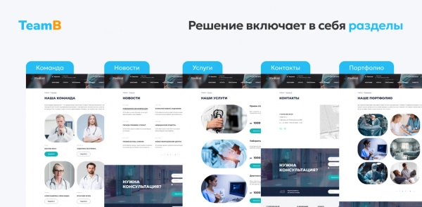 Шаблон team-b — сайт медицинской компании, мед. центр, обследования для битрикс
