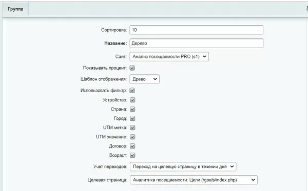 аналитика посещаемости: цели для битрикс
